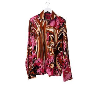 Ted Baker London Mens 16.5 42 Long Sleeve Cotton Shirt Multicolor Abstract Print